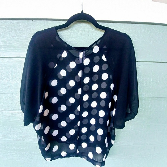 Boho Anthro Polka Dot Birdcage Top - Picture 2 of 6